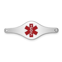 Sterling Silver Rhodium-plated Red Enamel 33x 11mm Medical ID Plate view 1