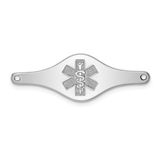 Sterling Silver Rhodium-plated Non-enameled Medical ID Plate