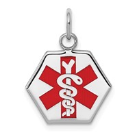 Sterling Silver Rhodium-plated Medical Jewelry Pendant view 1