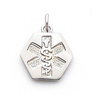 Sterling Silver Rhodium-plated Non-enameled Medical Jewelry Pendant
