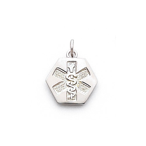 Sterling Silver Rhodium-plated Non-enameled Medical Jewelry Pendant