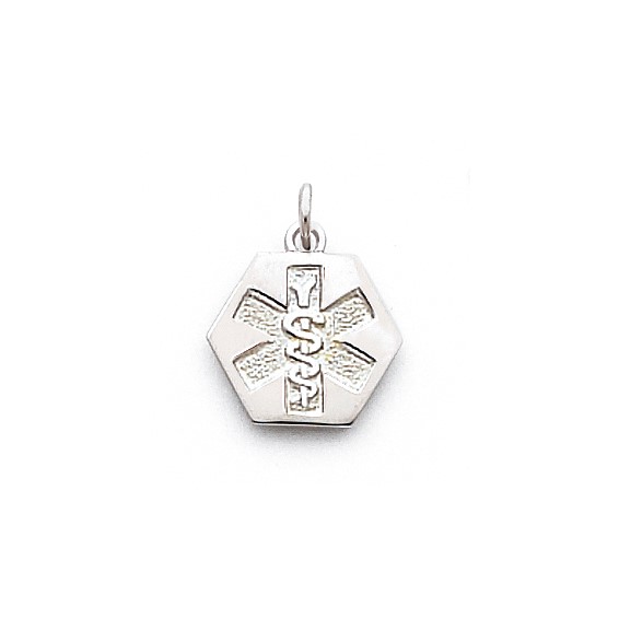Sterling Silver Rhodium-plated Non-enameled Medical Jewelry Pendant