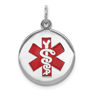 Sterling Silver Rhodium-plated Medical Jewelry Pendant