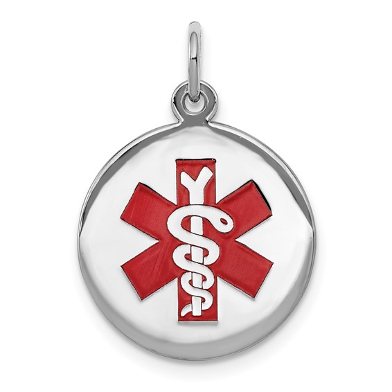 Sterling Silver Rhodium-plated Medical Jewelry Pendant