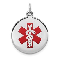 Sterling Silver Rhodium-plated Medical Jewelry Pendant view 1