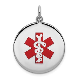 Sterling Silver Rhodium-plated Medical Jewelry Pendant