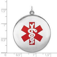 Sterling Silver Rhodium-plated Medical Jewelry Pendant view 4