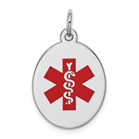 Sterling Silver Rhodium-plated Medical Jewelry Pendant view 1