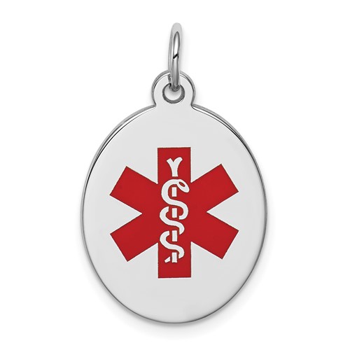 Sterling Silver Rhodium-plated Medical Jewelry Pendant