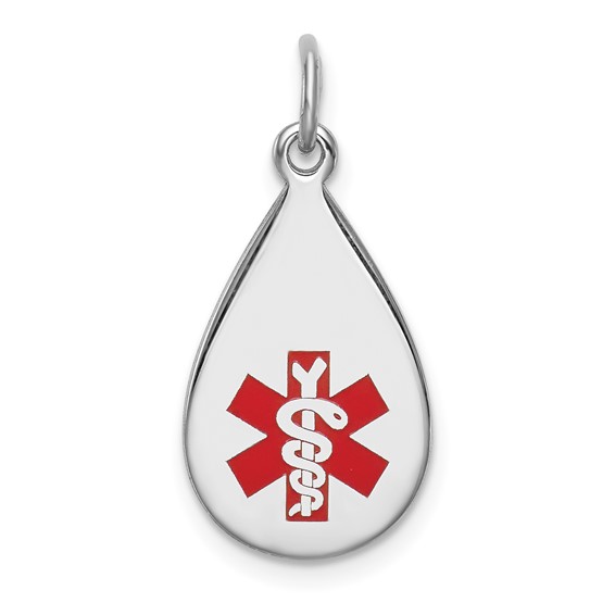Sterling Silver Rhodium-plated Medical Jewelry Pendant