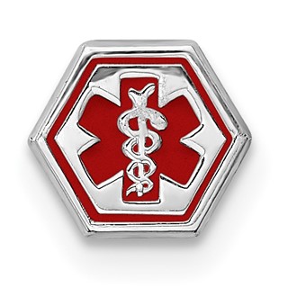 Sterling Silver Rhodium Enameled Attachable Emblem Medical Charm