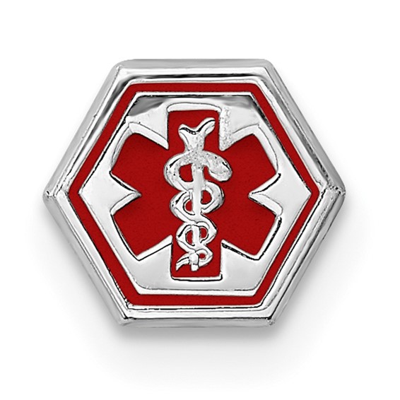 Sterling Silver Rhodium Enameled Attachable Emblem Medical Charm