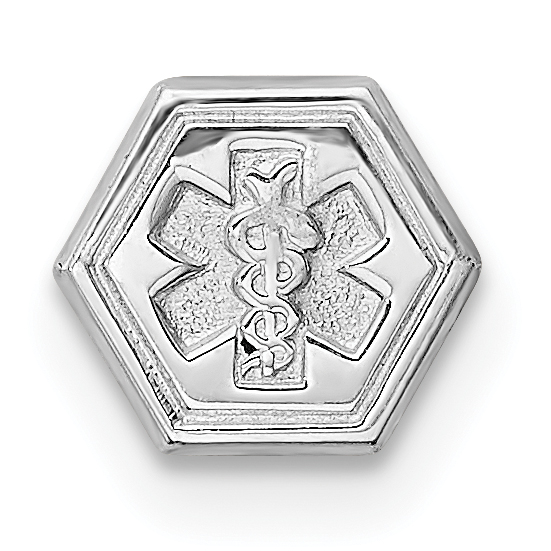 Sterling Silver Rhodium Non-enameled Attachable Emblem Medical Charm (XSM87N)
