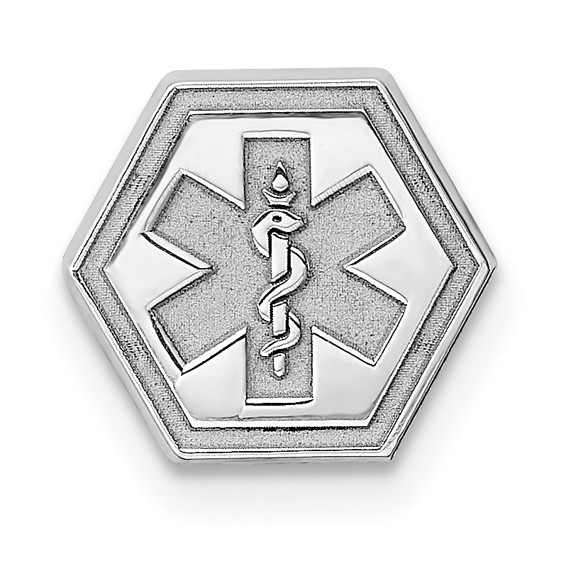 Sterling Silver Rhod-plt Non-enameled Attachable Emblem Medical Charm (XSM88N)