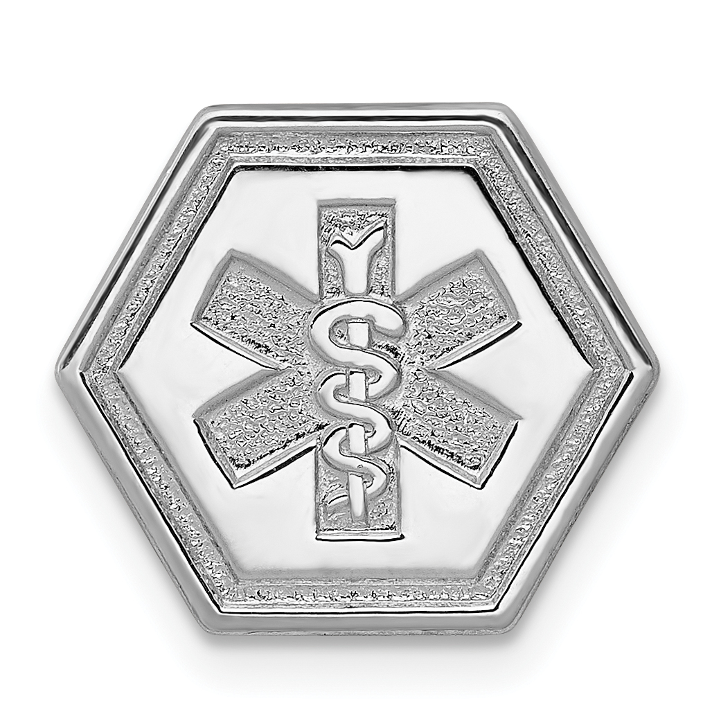 Sterling Silver Rhodium Non-enameled Attachable Emblem Medical Charm (XSM89N)