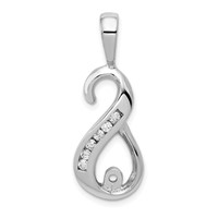 14K White Gold Peg-Set and Channel VS Diamond Semi-Mount Slide Fits Up to 4mm Regular 6mm Fancy Or Reversible Omega view 4