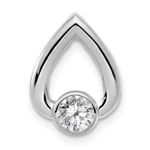 14K White Gold Holds 4mm Stone Teardrop Chain Slide Mounting