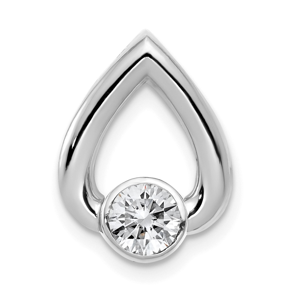 14K White Gold Holds 4.4mm Stone Teardrop Chain Slide Mounting