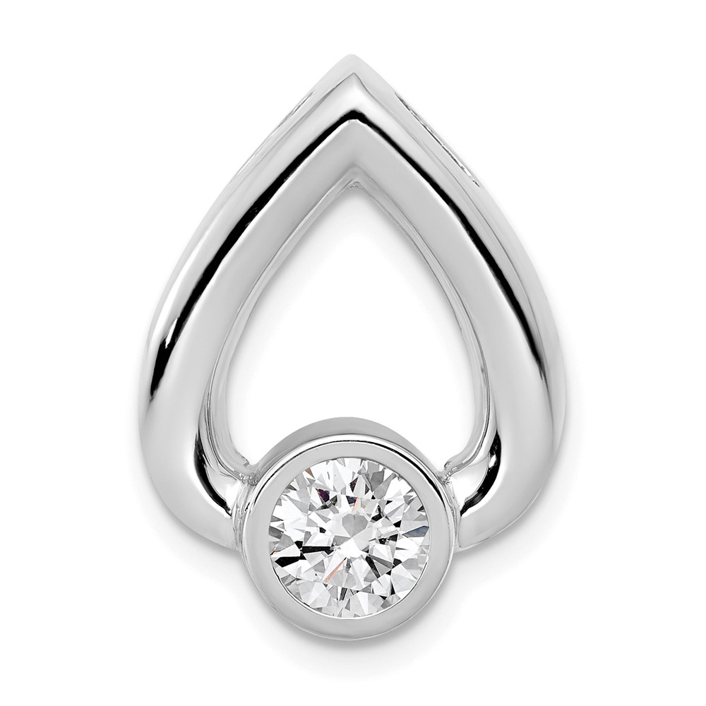 14K White Gold Holds 5mm Stone Teardrop Chain Slide Mounting