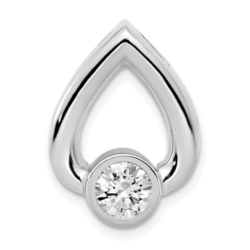 14K White Gold Holds 5mm Stone Teardrop Chain Slide Mounting
