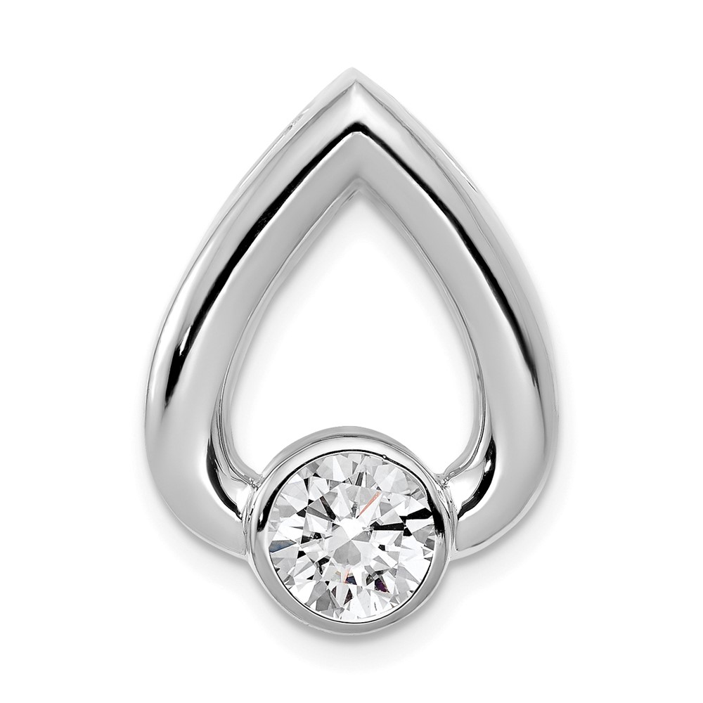 14K White Gold Holds 5.8mm Stone Teardrop Chain Slide Mounting