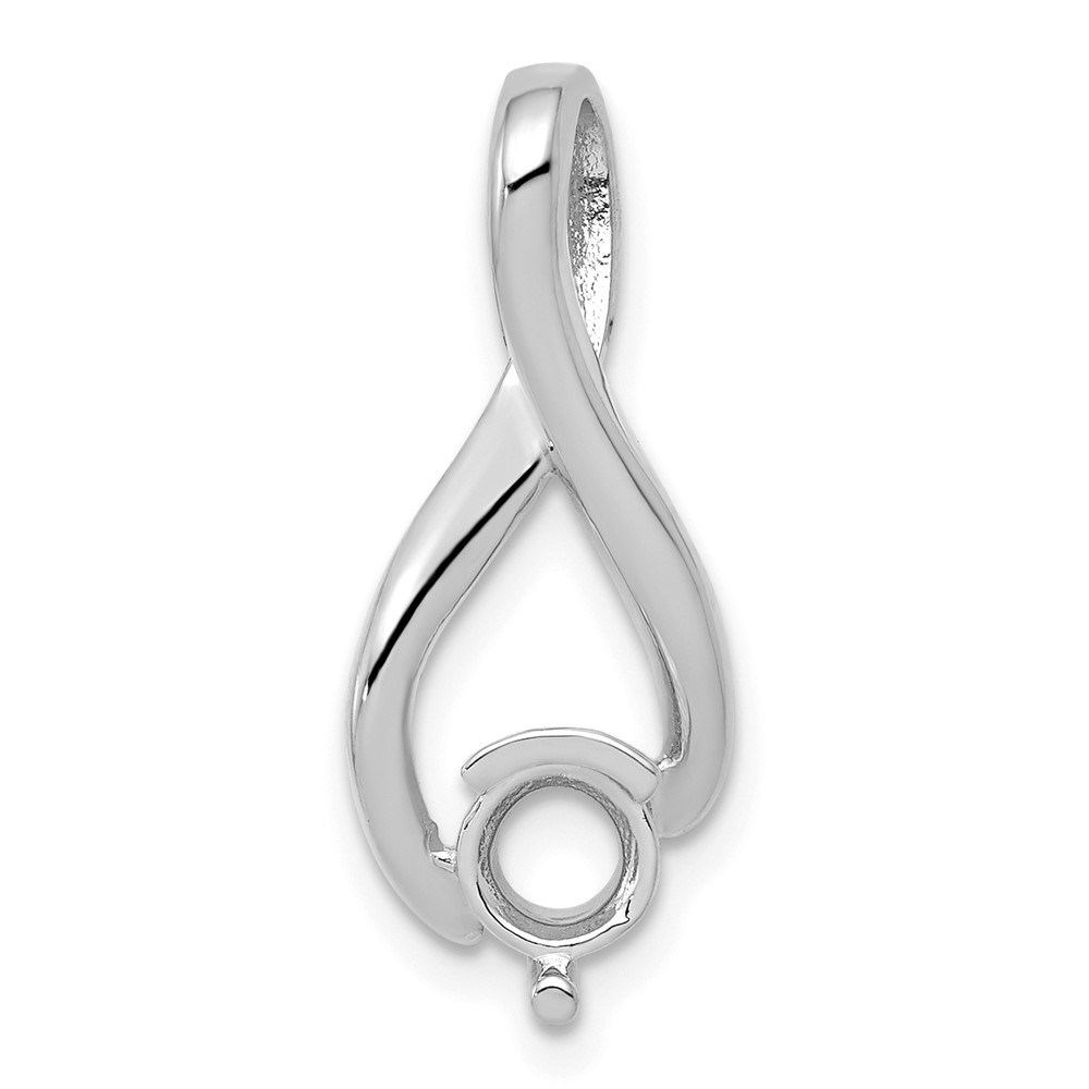 14K White Gold Holds 5mm Stone Fancy Slide Mounting Fits Up to 2mm Regular 6mm Fancy Or Reversible Omega