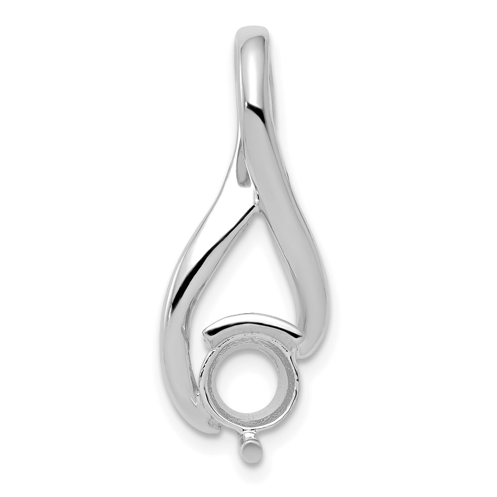 14K White Gold Holds 6.5mm Stone Fancy Slide Mounting Fits Up to 3mm Regular 6mm Fancy Or Reversible Omega