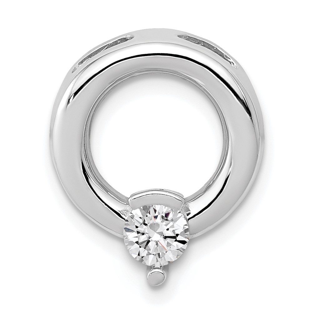 14K White Gold Holds 4mm Stone Circle Chain Slide Mounting