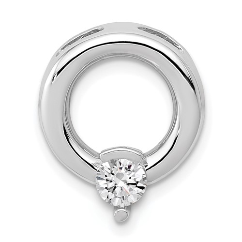 14K White Gold Holds 4mm Stone Circle Chain Slide Mounting