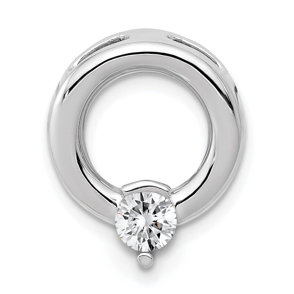 14K White Gold Holds 4.4mm Stone Circle Chain Slide Mounting