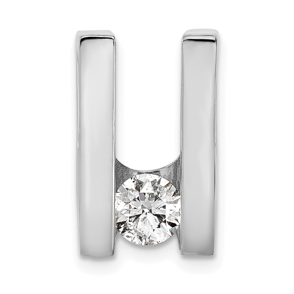 14K White Gold Complete Aaa 5.25mm Diamond Slide Fits Up to 6mm Regular Fancy Reversible Omega