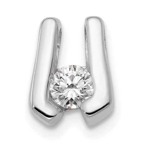 14K White Gold Complete VS 3.75mm Diamond Slide Fits Up to 2mm Regular 3mm Fancy Or Reversible Omega