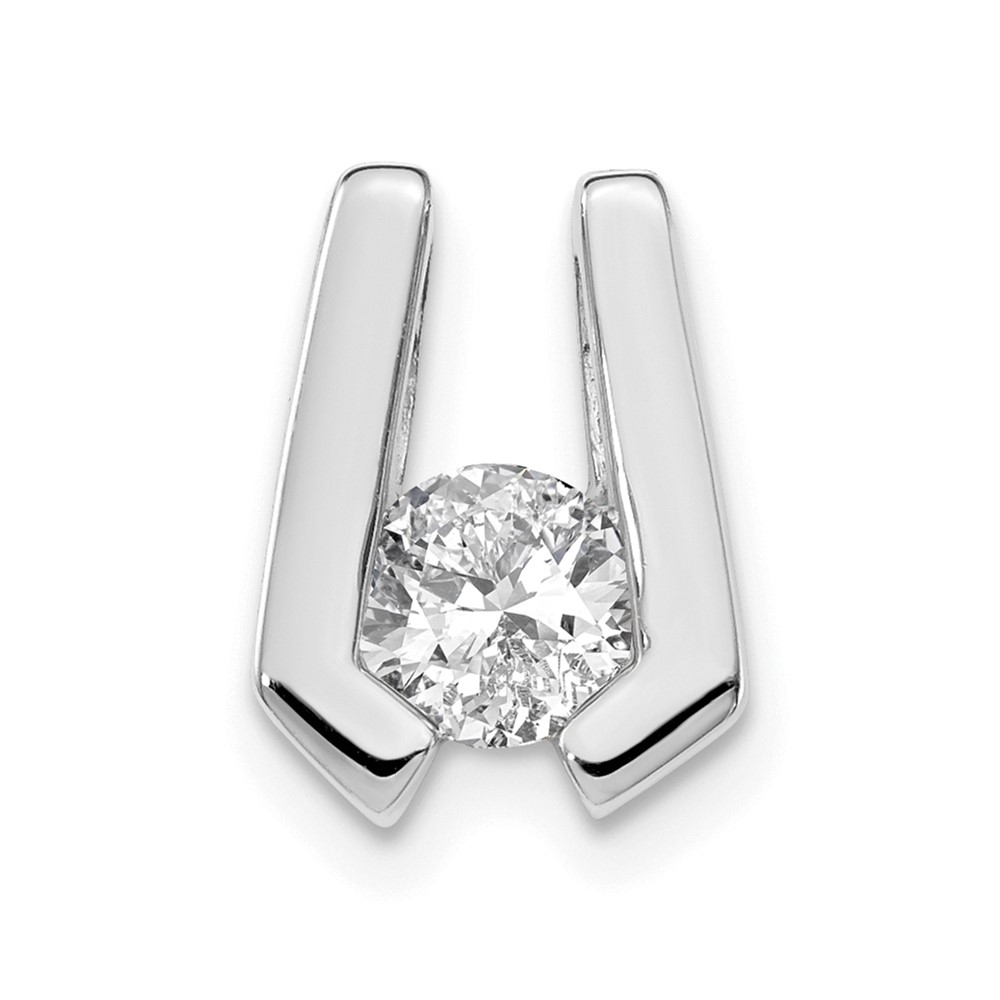 14K White Gold Complete Aaa 4.5mm Diamond Slide Fits Up to 2mm Regular 3mm Fancy Or Reversible Omega