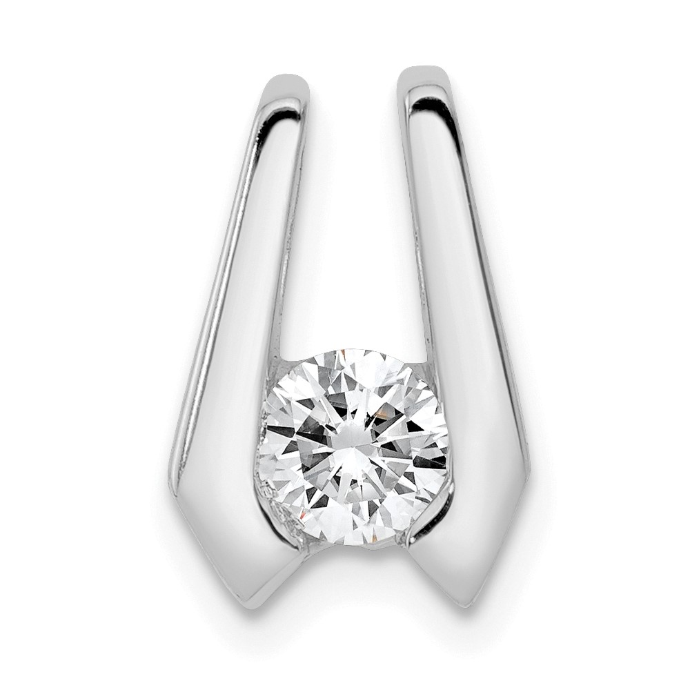 14K White Gold Complete Aaa 4.5mm Diamond Slide Fits Up to 2mm Regular 3mm Fancy Or Reversible Omega
