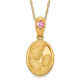 14ky Heaven's Gift Pink Tourmaline October Birthstone Necklace