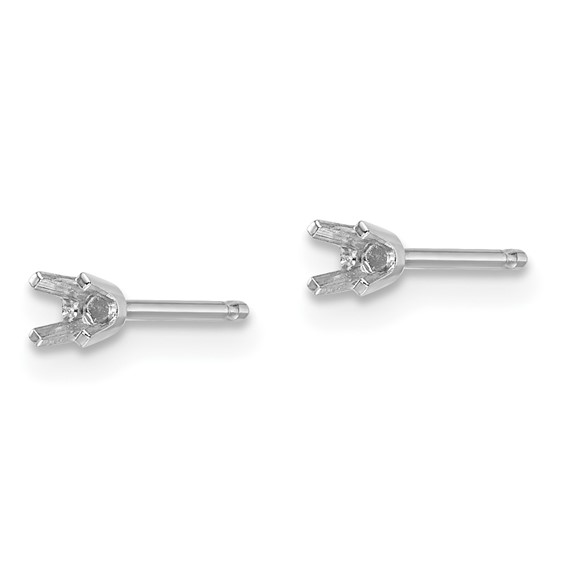 14k White Gold 2.3mm Round Single Stud Earring Mountings