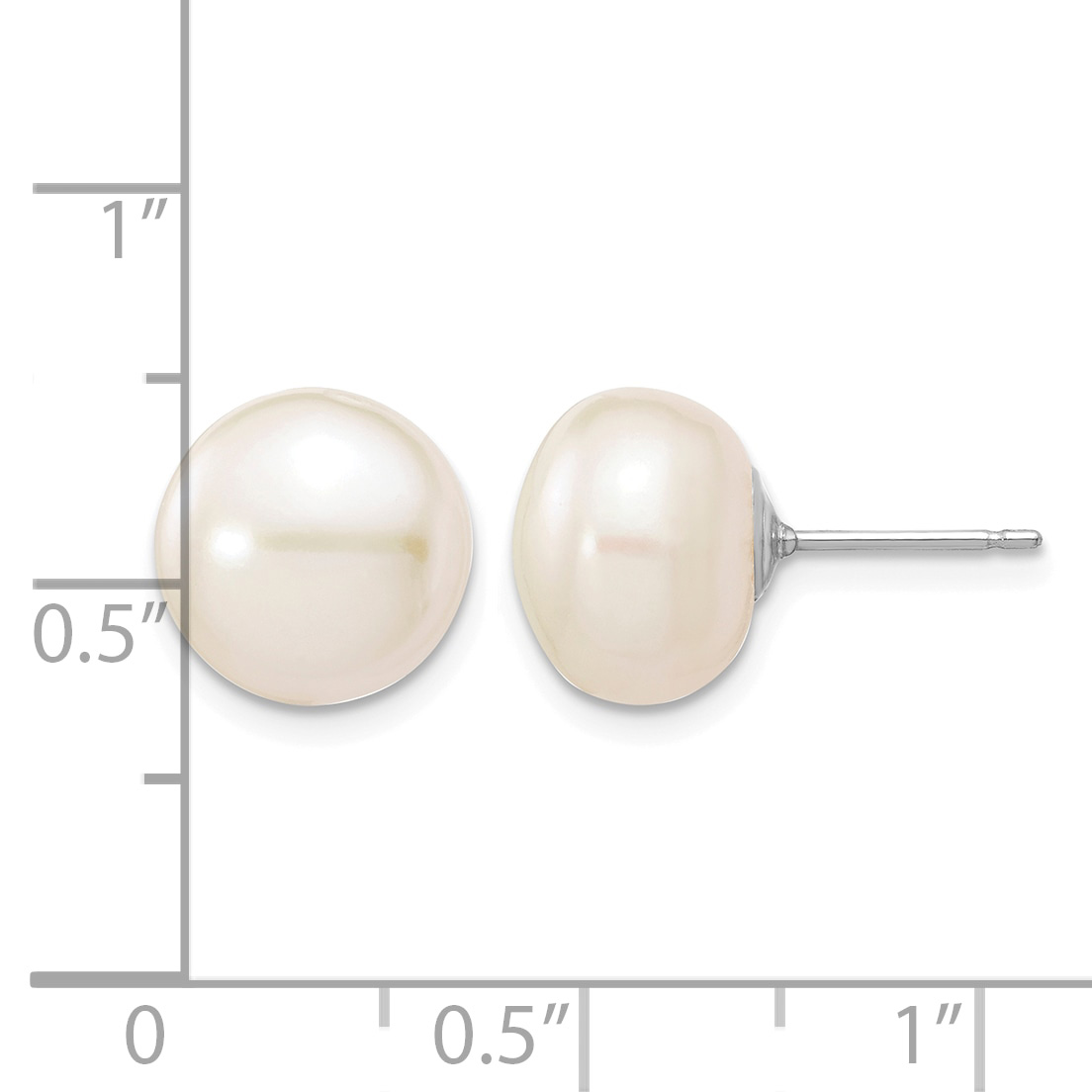 14k Gold 10-11mm White Button Freshwater Cultured Pearl Stud Post Earrings XW100 detailed image 4