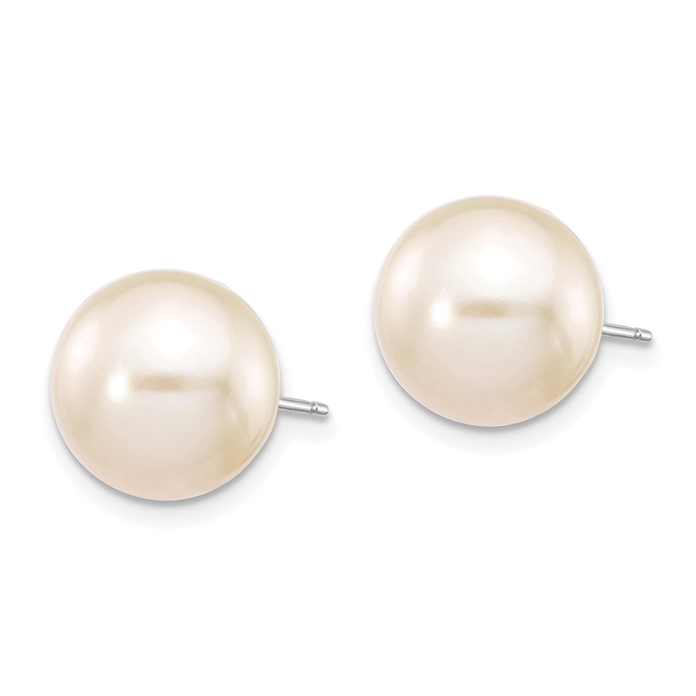 14k White Gold 10-11mm White Round Freshwater Cultured Pearl Stud Post Earrings (XW100PW)
