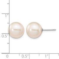 14K White Gold 10-11mm White Round Freshwater Cultured Pearl Stud Post Earrings view 4