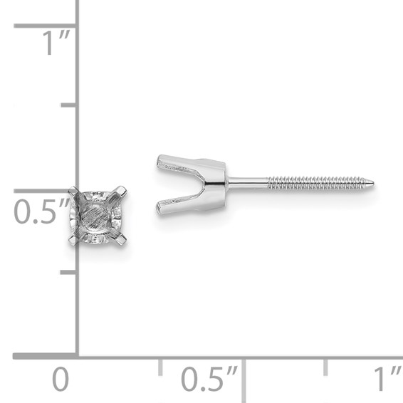14k White Gold 4.25mm Round Single Stud Earring Mountings