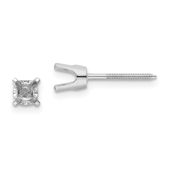 14k White Gold 4.25mm Round Single Stud Earring Mountings