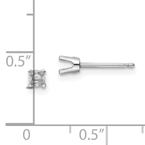 14k White Gold 2.7mm Round Single Stud Earring Mountings