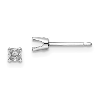 14k White Gold 2.7mm Round Single Stud Earring Mountings