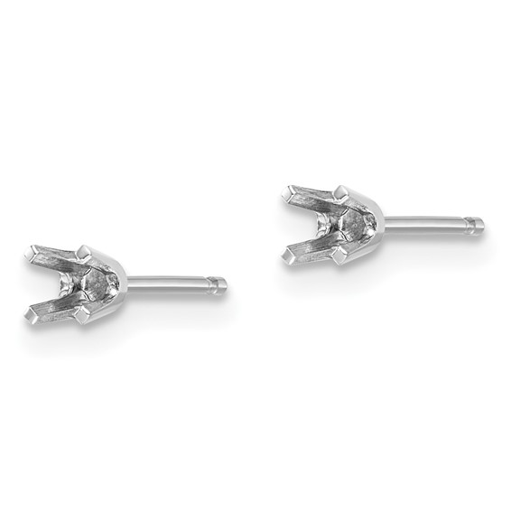 14k White Gold 2.9mm Round Single Stud Earring Mountings