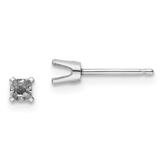 14k White Gold 2.9mm Round Single Stud Earring Mountings