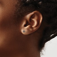 14K White Gold 3-4mm Black Round Freshwater Cultured Pearl Stud Post Earrings view 3