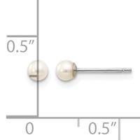 14K White Gold 3-4mm White Round Freshwater Cultured Pearl Stud Post Earrings view 4