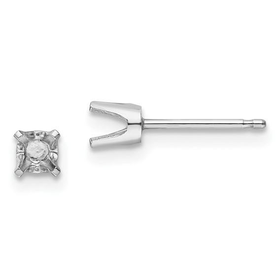 14k White Gold 3.2mm Round Single Stud Earring Mountings