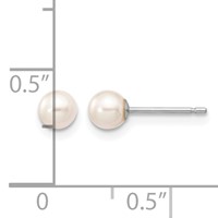 14K White Gold 4-5mm White Round Freshwater Cultured Pearl Stud Post Earrings view 4
