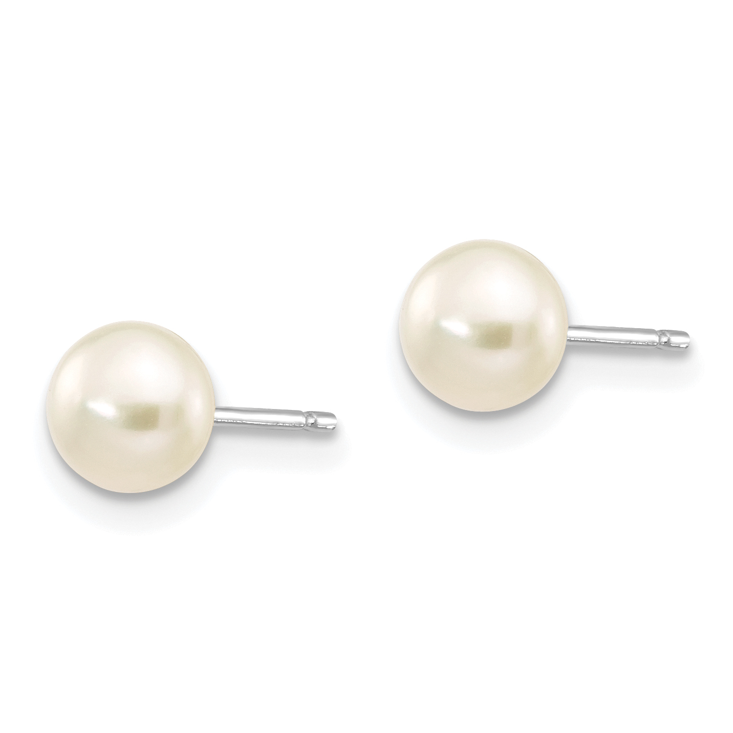 14k Gold 5-6mm White Button Freshwater Cultured Pearl Stud Post Earrings XW50BW detailed image 2